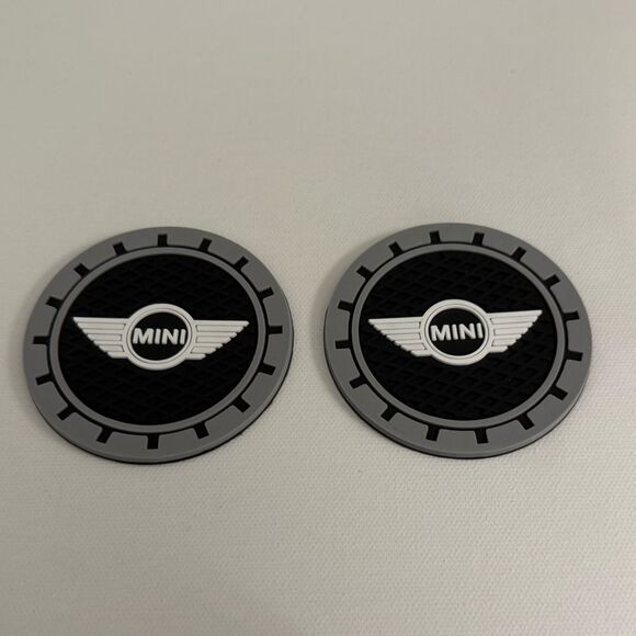 Mini Cooper Car Cup Coasters in Black and Gray Set of 2 NWT - Picture 2 of 4